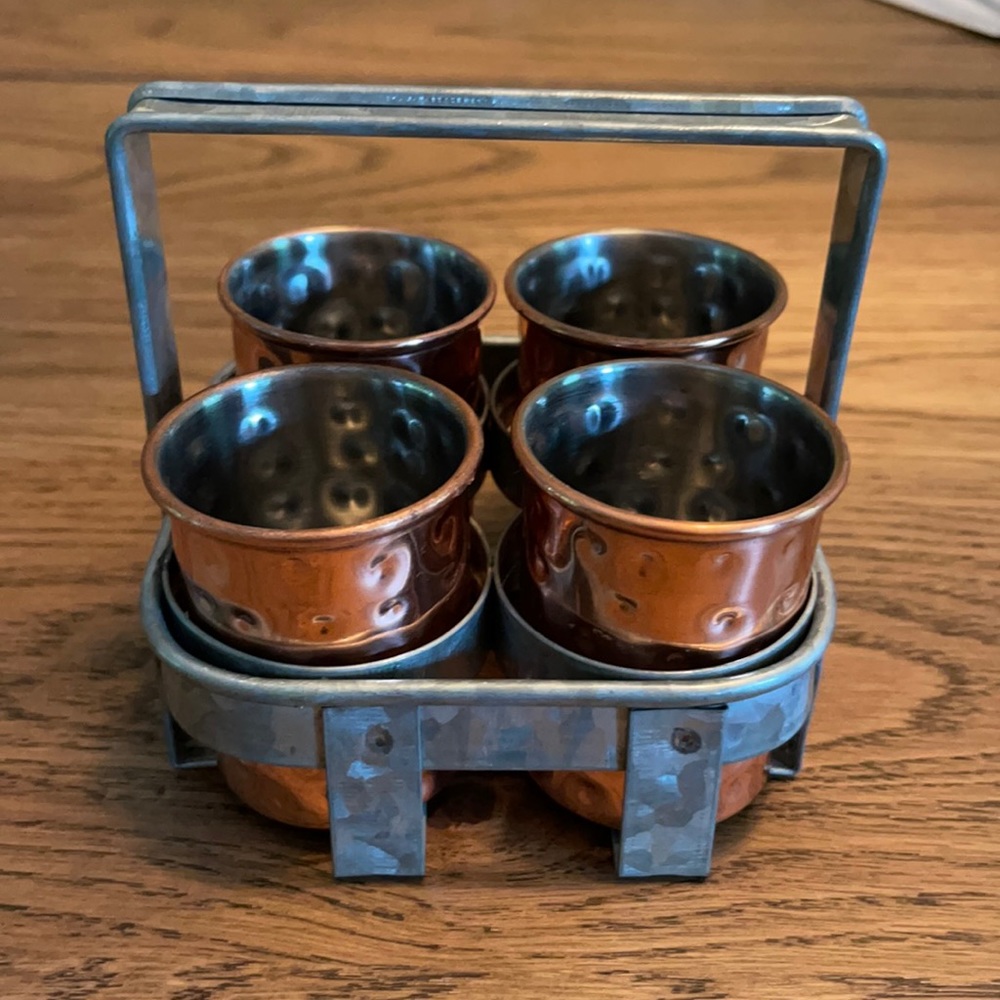 Hammered copper shot glasses